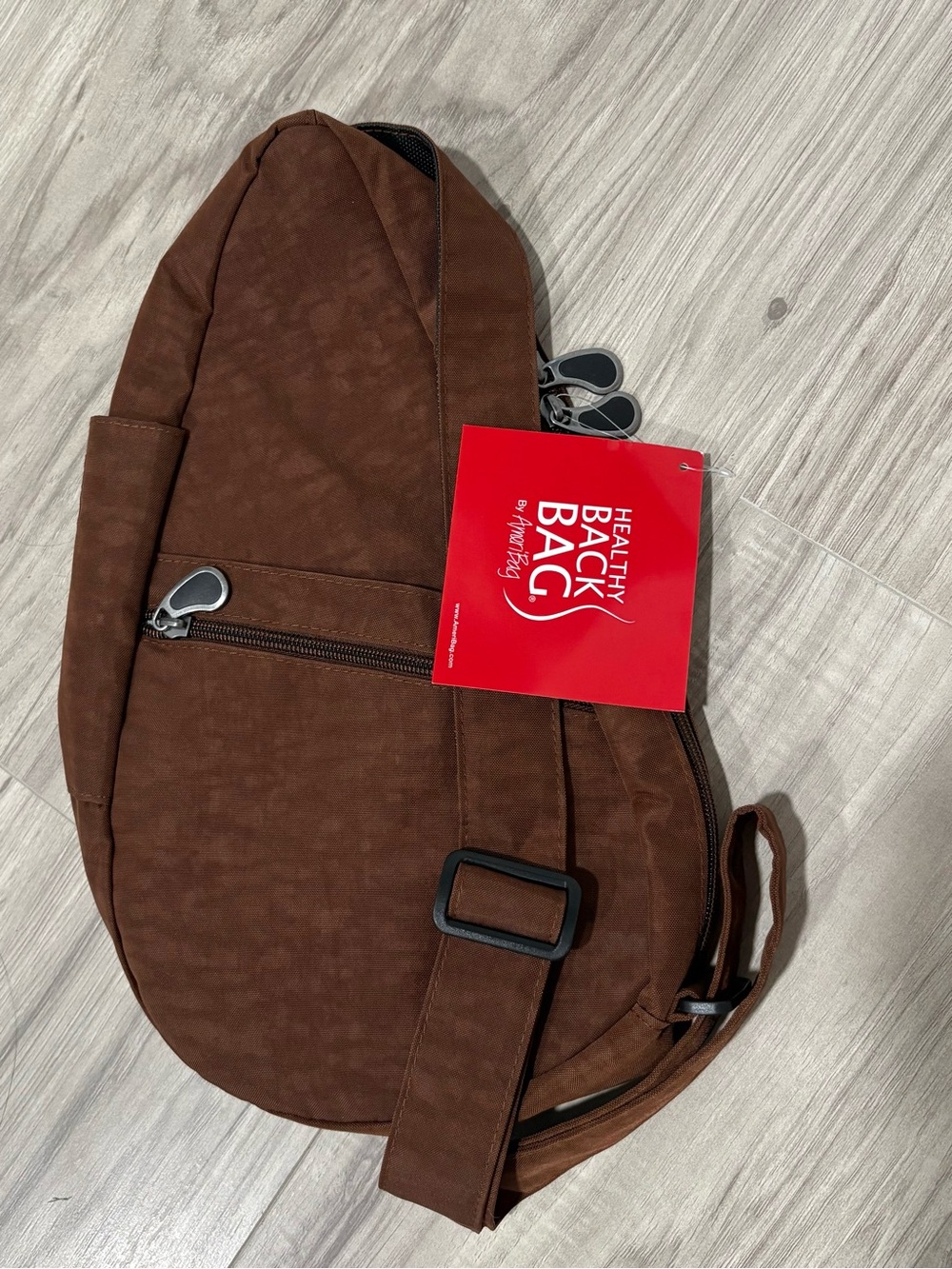 New AmeriBag 15” Nylon crossbody sling healthy back bag brown
